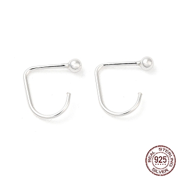 925 Sterling Silver Earring Hooks, Ear Wire, Silver, 20 Gauge, 11.5x10.5x2.5mm, Pin: 0.8mm