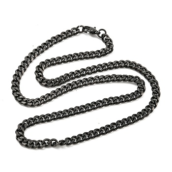 201 Stainless Steel Curb Chain Necklaces, Black, 19.69 inch(50cm)