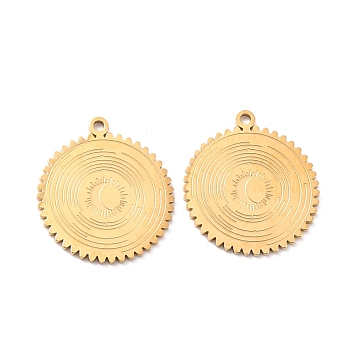 Ion Plating(IP) 316 Surgical Stainless Steel Pendants, Manual Polishing, Flat Round, Golden, 20x18x1mm, Hole: 1.2mm