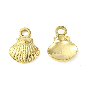 304 Stainless Steel Charms, Shell Shape Charms, Real 14K Gold Plated, 11.5x9x2mm, Hole: 1.8mm