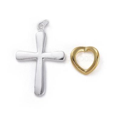 Brass Heart and Cross Pendants(KK-BB11621)-2