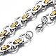 Ion Plating(IP) Two Tone 201 Stainless Steel Byzantine Chain Bracelet for Men Women(BJEW-S057-90)-3