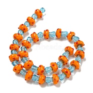 Handmade Lampwork Beads Strands, Mushroom, Dark Orange, 12~14.5x10~12mm, Hole: 1.2~1.8mm, about 23pcs/strand, 11.61~12.60 inch(29.5~32cm)(LAMP-N025-03B)