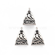 Tibetan Style Alloy Tube Bails, Cadmium Free & Lead Free, Triangle, Antique Silver, 16x11x7mm, Hole: 1.8mm, about 800pcs/1000g(TIBEP-N008-081)