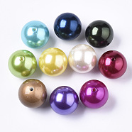 Imitated Pearl Acrylic Beads, Round, Mixed Color, 24.5x25mm, Hole: 3mm, about 60pcs/500g(PACR-24D)