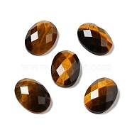 Natural Tiger Eye Cabochons, Faceted, Oval, 18x13x6mm(G-B032-B01-02)