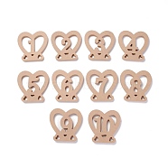 Wooden Table Plate Display Decoration, Heart with Number1~20, for Birthday Wedding Party Decoration, Peru, 119x118.5x12.5mm(AJEW-C011-01)