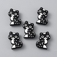 Cat Silicone Beads, DIY Nursing Necklaces and Bracelets Making, Chewing Pendants For Teethers, Black, 29x21x9.5mm, Hole: 2mm(SIL-WH0002-86E)