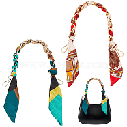 WADORN 2Pcs 2 Colors Silk Wrapped Bag Handles, with Alloy Chain & Swivel Clasp, for Bag Replacement Accessories, Mixed Color, 59cm, 1pc/color(FIND-WR0007-65)