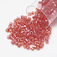 MIYUKI Delica Beads Medium, Cylinder, Japanese Seed Beads, (DB0172) Transparent Red AB, 10/0, 1.7x2.2mm, Hole: 1mm, about 10800pcs/bag, 100g/bag(SEED-S014-DBM-0172)