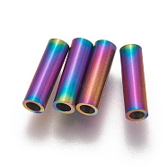 Ion Plating(IP) 304 Stainless Steel Tube Beads, Rainbow Color, 10x3mm, Hole: 2mm(STAS-L216-23G-M)