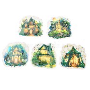10Pcs 5 Styles Forest Theme PET Waterproof Stickers Sets, Adhesive Decals for DIY Scrapbooking, Photo Album Decoration, House, 74~754x70~80x0.2mm, 2pcs/style(DIY-B071-02B)