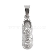 Anti-Tarnish 304 Stainless Steel Pendants, Shoes Charm, Stainless Steel Color, 23x7x7mm, Hole: 3x7.5mm(STAS-D112-08P)