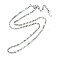 304 Stainless Steel Wheat Chain Necklace for Men Women, Stainless Steel Color, 15.87 inch(40.3cm)(NJEW-YW0001-17)