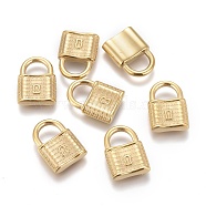 Ion Plating(IP) 304 Stainless Steel Pendants, Pad Lock, Golden, 17x12.5x4mm, Hole: 5x7mm(STAS-F256-028G)