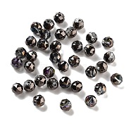 Electroplate Round Glass Beads , Half Rainbow Plated, Faceted, Black, 8mm, Hole: 1.4mm(EGLA-A043-01-HP02)