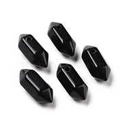 Natural Obsidian Double Terminal Pointed Pendants, Faceted Bullet Charm, 18.5~20x8~9x8~9mm, Hole: 1.5mm(G-C007-02A-07)