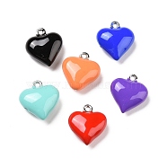 Brass Enamel Pendants, Platinum, Puffed Heart, Mixed Color, 13x11.5x5mm, Hole: 1.2mm(KK-E054-01P)