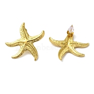 304 Stainless Steel Irregular Exaggerated Starfish Stud Earrings, Golden, 35x34.5mm(EJEW-U001-03G-01)