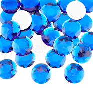 30Pcs Extra Large Jewelry Sticker, Acrylic Rhinestone Stick-On Cabochon, with Self Adhesive, Half Round/Dome, Faceted, Sapphire, 40x7mm(TACR-FG0001-19A)