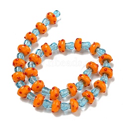 Handmade Lampwork Beads Strands, Mushroom, Dark Orange, 12~14.5x10~12mm, Hole: 1.2~1.8mm, about 23pcs/strand, 11.61~12.60 inch(29.5~32cm)(LAMP-N025-03B)