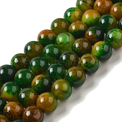 Natural Agate Beads Strands, Dyed & Heated, Round, Dark Green, 8mm, Hole: 1.2mm, about 48pcs/strand, 14.57''(37cm)(G-P516-A01-B01)