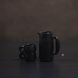Miniature Teapot & Cup Set Ornaments, Micro Landscape Garden Dollhouse Accessories, Simulation Prop Decorations, Black, 8~9x12~14x6~19mm, 3pcs/set(MIMO-PW0002-12A-05)