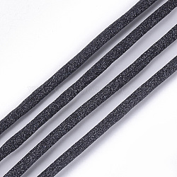 PU Leather Cords, with Glitter Powder, Black, 3mm, about 109.36 yards(100m)/bundle(LC-S018-03G)