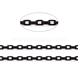 304 Stainless Steel Cable Chains, Diamond Cut Thin Chains, Soldered, Faceted, with Spool, Oval, Electrophoresis Black, 1.5x0.9x0.2mm, about 32.8 Feet(10m)/roll(CHS-D005-02B)