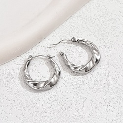304 Stainless Steel Twisted Hoop Earrings for Women, Stainless Steel Color, 22x21mm(XW8366-2)