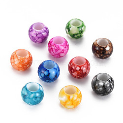 Baking Paint Opaque European Acrylic Beads, Large Hole Beads, Rondelle, Mixed Color, 12x10mm, Hole: 6mm, about 770pcs/500g(MACR-S308-16)