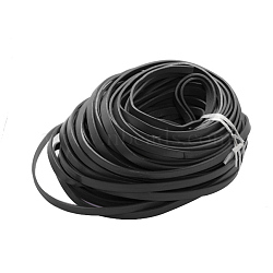 Cowhide Leather Cord, Leather Jewelry Cord, Black, 10x2.5mm(WL-VL004-5)