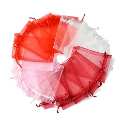 40Pcs 4 Colors Organza Bags Jewellery Storage Pouches Wedding Favour Party Mesh Drawstring Gift, Pink, 12x9cm, 10pcs/color(OP-FS0001-03C)