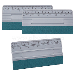 3Pcs Vinyl Wrap Squeegee with Ruler, Plastic & Fibre Graphic Wallpaper Film Installation and Measuring Tool, Rectangle, Gray, 15x7.5x0.7cm(TOOL-CA0001-19)