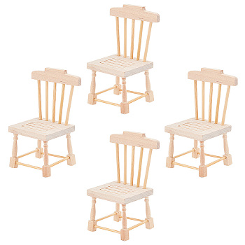 Mini Wooden Chairs, for Dollhouse Furniture Accessories, Home Display Decorations, Antique White, 42x41x85mm