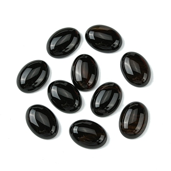 Natural Black Agate Cabochons, Dyed & Heated, Oval, Black, 18x13x5mm