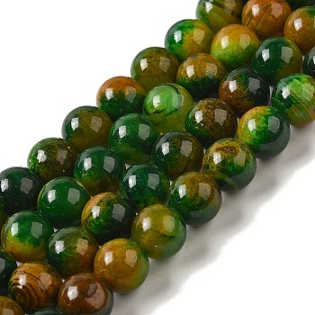 Natural Agate Beads Strands, Dyed & Heated, Round, Dark Green, 8mm, Hole: 1.2mm, about 48pcs/strand, 14.57''(37cm)
