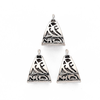 Tibetan Style Alloy Tube Bails, Cadmium Free & Lead Free, Triangle, Antique Silver, 16x11x7mm, Hole: 1.8mm, about 800pcs/1000g