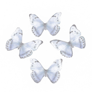 Polyester Fabric Wings Crafts Decoration, for DIY Jewelry Crafts Earring Necklace Hair Clip Decoration, Butterfly Wing, Light Steel Blue, 27x31mm