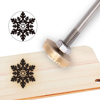 Stamping Embossing Soldering Brass with Stamp, for Cake/Wood, Snowflake Pattern, 30mm