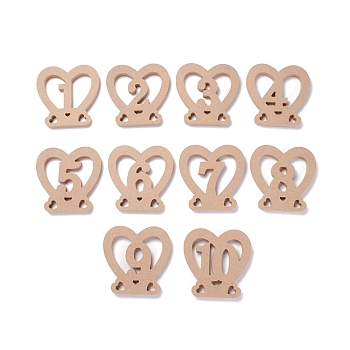 Wooden Table Plate Display Decoration, Heart with Number1~20, for Birthday Wedding Party Decoration, Peru, 119x118.5x12.5mm