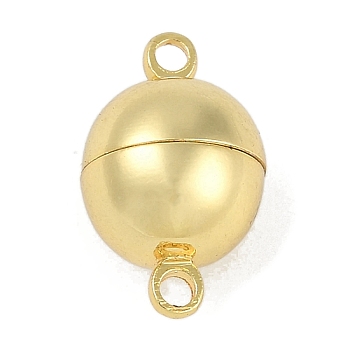 Rack Plating Brass Magnetic Clasps, with Loops, Cadmium Free & Lead Free, Long-Lasting Plated, Round, Real 18K Gold Plated, 19x11.5x11.5mm, Hole: 2mm