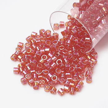 MIYUKI Delica Beads Medium, Cylinder, Japanese Seed Beads, (DB0172) Transparent Red AB, 10/0, 1.7x2.2mm, Hole: 1mm, about 10800pcs/bag, 100g/bag