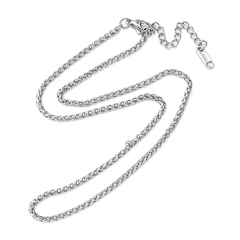 304 Stainless Steel Wheat Chain Necklace for Men Women, Stainless Steel Color, 15.87 inch(40.3cm)