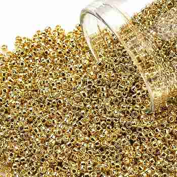 TOHO Round Seed Beads, Japanese Seed Beads, (715) Light Gold Metallic, 15/0, 1.5mm, Hole: 0.7mm, about 3000pcs/10g