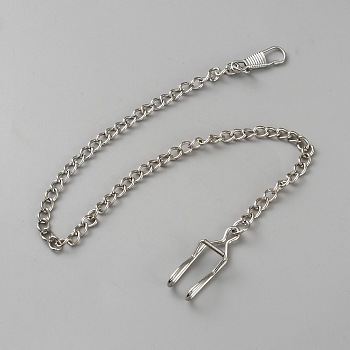 Iron Clip Pocket Watch Chain, Watch Decoration, Platinum, 375mm