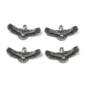 316 Surgical Stainless Steel Pendants, Eagle Charm, Antique Silver, 13x25.5x2.6mm, Hole: 1.5mm
