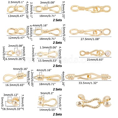 PandaHall Elite 10 Sets 5 Style Brass Hook and S-Hook Clasps(KK-PH0003-69)-3