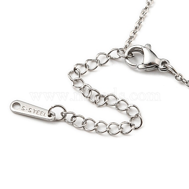 201 Stainless Steel Cat with Leaf Pendant Necklace with Cable Chains(NJEW-Q317-17P)-3