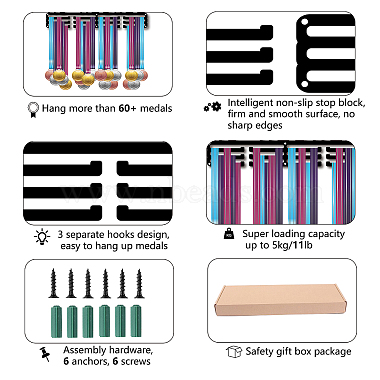 Fashion Iron Medal Hanger Holder Display Wall Rack(ODIS-WH0021-140)-4